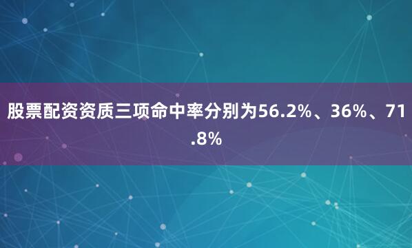 股票配资资质三项命中率分别为56.2%、36%、71.8%
